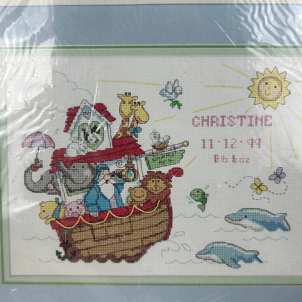 Dimension Sunset 13632 Baby Hugs Land Ho‎ Birth Record Counted Cross Stitch Kit